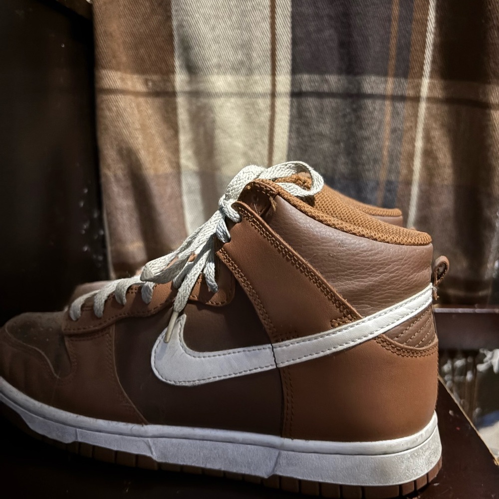 Nike Brown and White High-Top Sneakers